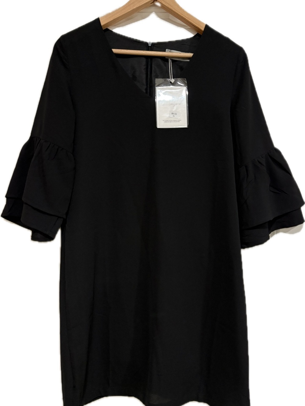 Belongsci Black Flutter Sleeve Dress | BOHO-Chic | Size Small | NWT